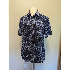Hawaiian Floral Button-Up Shirt By Red Macaw Trading Co Size M Tropical Print